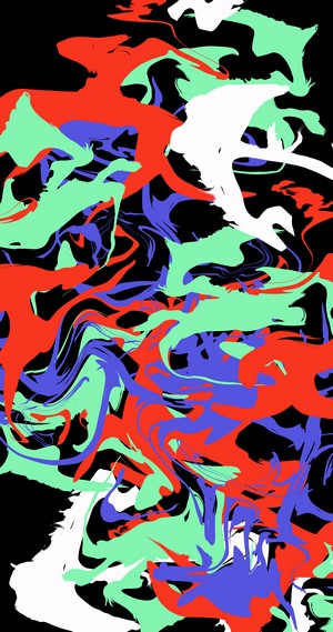 Abstract colorful fluid brush strokes on black background