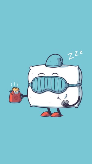 Pillow character with sleeping mask and toast