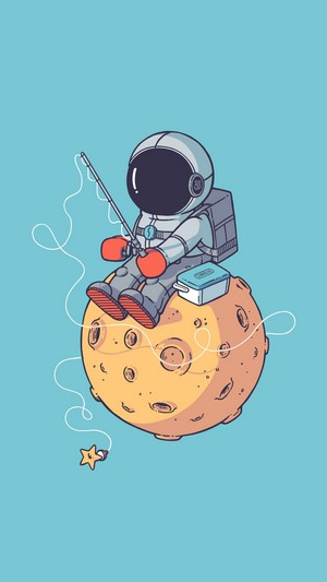 Astronaut fishing on the moon