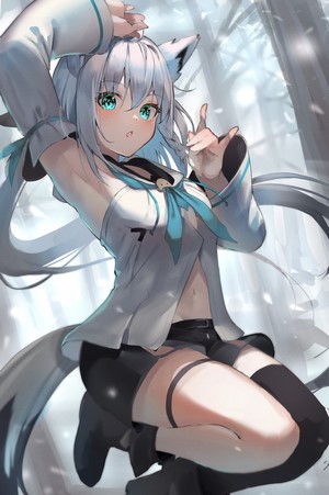 Shirakami Fubuki from Hololive, fox girl anime artwork