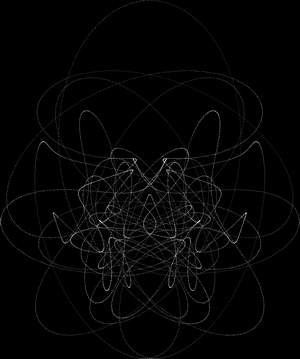 Abstract white line art on black background