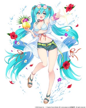 Hatsune Miku in Bikini with Cocktail