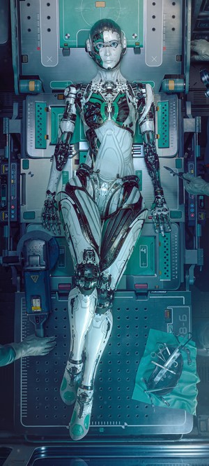Gynoid on a medical table
