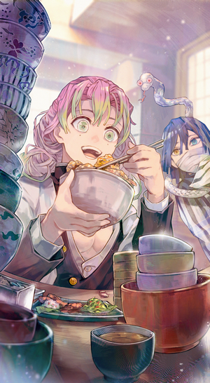 Mitsuri Kanroji and Iguro Obanai Anime Portrait