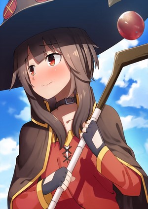 Megumin from Kono Subarashii Sekai ni Shukufuku wo! holding a staff