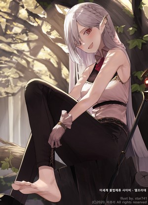 Silver-Haired Elf Girl with Brown Eyes