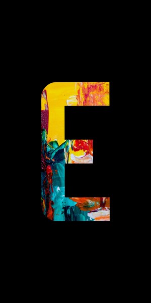 Abstract E typography on black background
