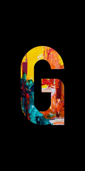 Letter G with abstract colorful paint strokes