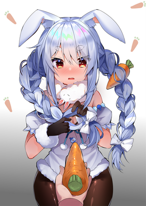 Usada Pekora from Hololive holding a carrot
