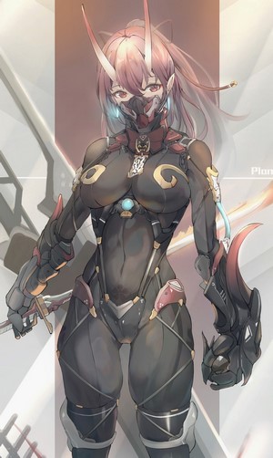 Oni girl with horns and mask from Azur Lane