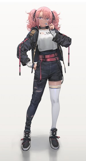 Anime girl with pink twintails and glasses