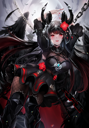 Dark Gothic Anime Girl with Chains and Horns