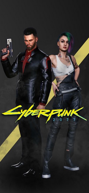 Judy Alvarez and male character from Cyberpunk 2077