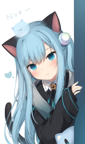Amashiro Natsuki Blue-Haired Cat Girl Portrait