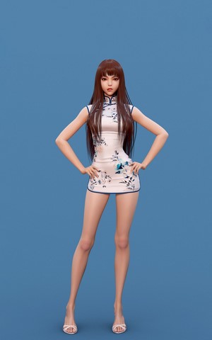 3D render of a woman in a traditional Chinese dress