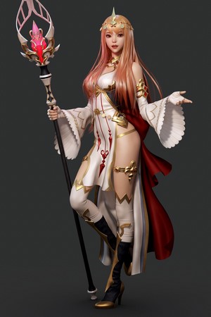 Priestess with a staff by Shin JeongHo