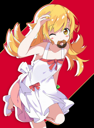 Oshino Shinobu from Monogatari Series with a donut