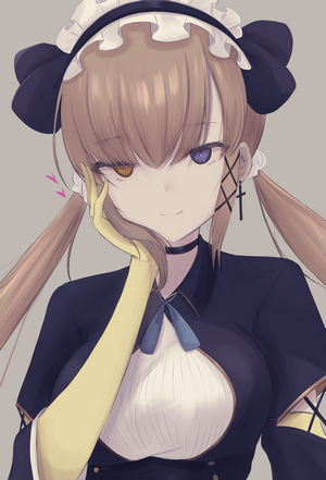 Anime girl with heterochromia in maid outfit