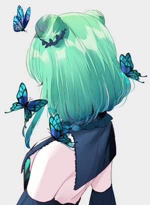 Uruha Rushia from Hololive with butterflies