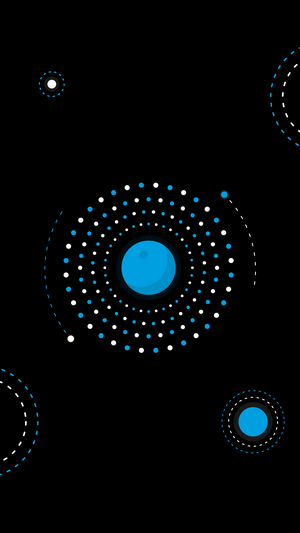 Abstract circles and dots on black background