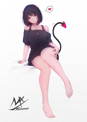 Demon Girl with Black Dress and Tail by MX Shimmer