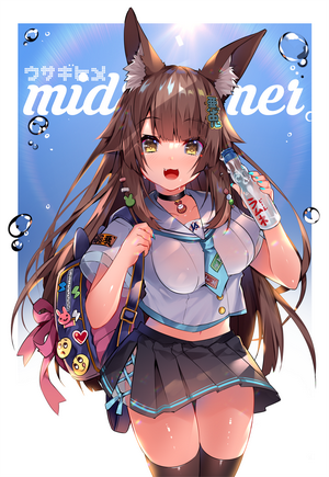 Usagihime drinking Ramune soda in midsummer