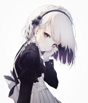 Hito Komoru Maid Portrait with Silver Hair