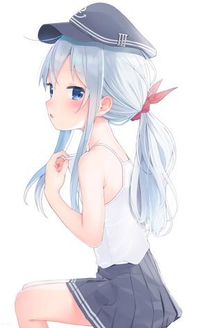 Hibiki from Kantai Collection wearing a sailor hat and skirt
