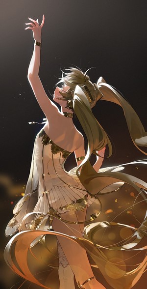 Hatsune Miku in a golden dress