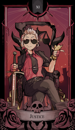 Justice from Helltaker Tarot Card