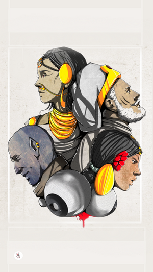Illustration of diverse faces and eyeballs