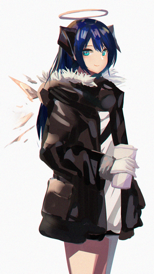 Mostima from Arknights with horns and halo