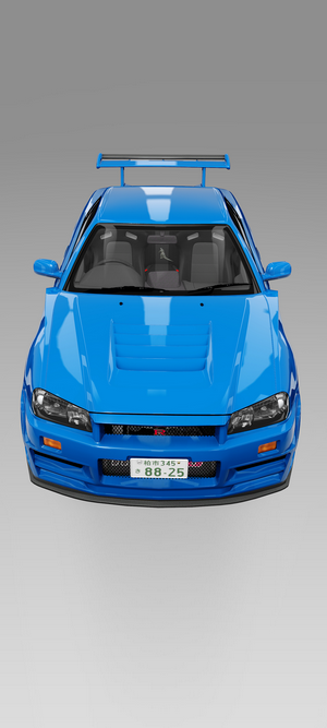Blue Nissan Skyline GT-R R34
