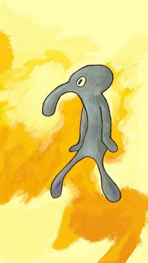 Squidward Tentacles Yellow Painting Artwork