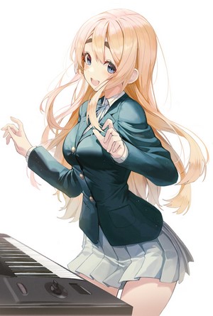 Kotobuki Tsumugi from K-ON! playing a keyboard