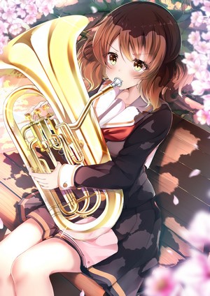 Kumiko Oumae from Hibike! Euphonium playing a euphonium