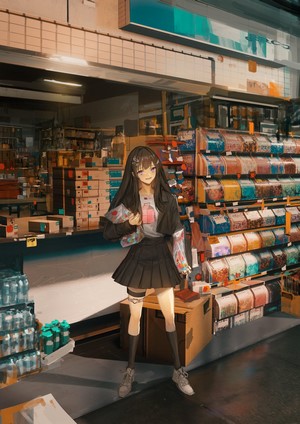 Anime girl in a convenience store