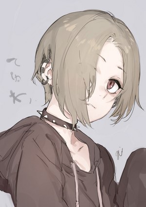 Anime girl with piercings and choker