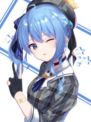 Hoshimachi Suisei Portrait with Blue Hair