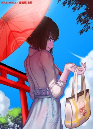 Kiryuin Satsuki from Kill la Kill with an umbrella