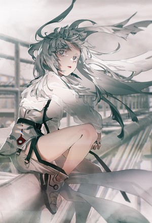 Rolua Noa with white hair and white eyes
