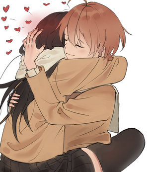 Yagate Kimi ni Naru: Touko and Yuu Hugging