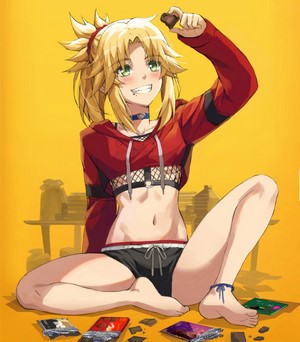 Mordred from Fate/Grand Order eating chocolate