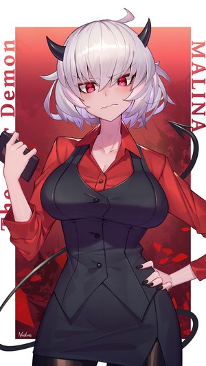 Malina from Helltaker in Red and Black Suit