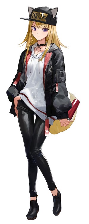 KMNZ anime girl with cat ears and tail