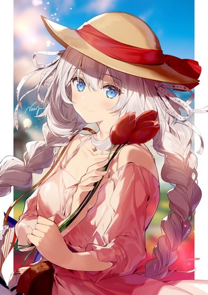 Marie Antoinette from Fate/Grand Order with a flower
