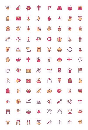 Collection of holiday and religious icons