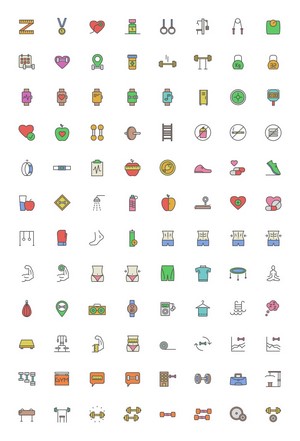 Collection of fitness and health icons