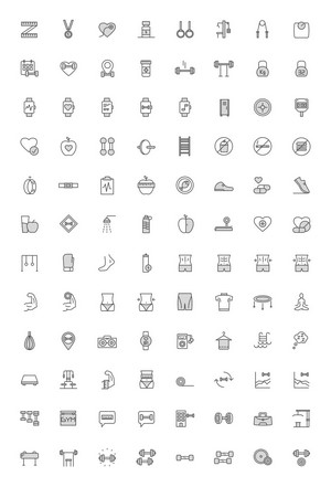 Collection of fitness and health icons