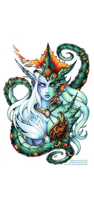 Queen Azshara from World of Warcraft artwork